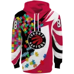 Toronto Raptors Hoodie - Red with Custom Puzzle Piece Design