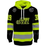 Utah Jazz Hoodie - Custom Black Neon Green Safety
