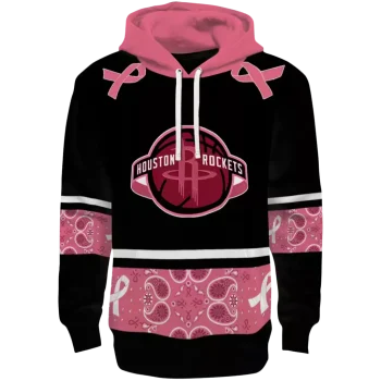 Houston Rockets Hoodie - Black Pink Awareness Ribbon - Support Gear