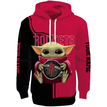 Houston Rockets Hoodie - Baby Yoda - Red Black Personalized Kids