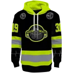 Houston Rockets Hoodie - Black Neon Green Safety - Personalized