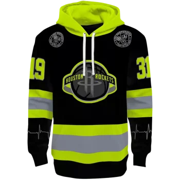 Houston Rockets Hoodie - Black Neon Green Safety - Personalized