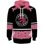 Toronto Raptors Hoodie - Black Pink Awareness Ribbon - Stylish Support