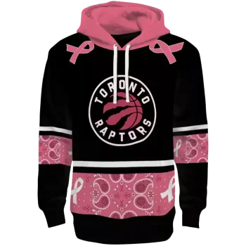 Toronto Raptors Hoodie - Black Pink Awareness Ribbon - Stylish Support
