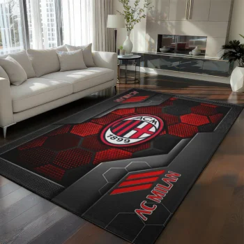 AC Milan Rug - Hexagonal Grid Pattern Red