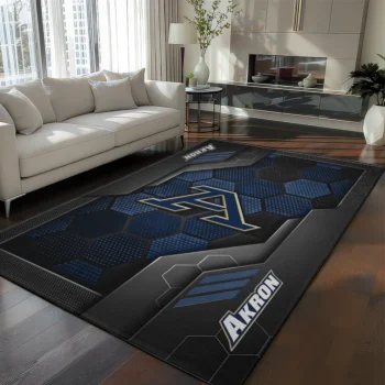 Akron Zips Rug - Hexagonal Grid Pattern Blue