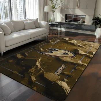 Anaheim Ducks Rug - Cracked Surface Design Gold