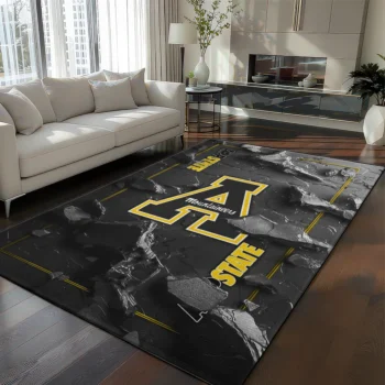 Appalachian State Mountaineers Rug - Cracked Surface Design Black