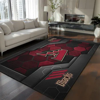 Arizona Diamondbacks Rug - Hexagonal Grid Pattern Red