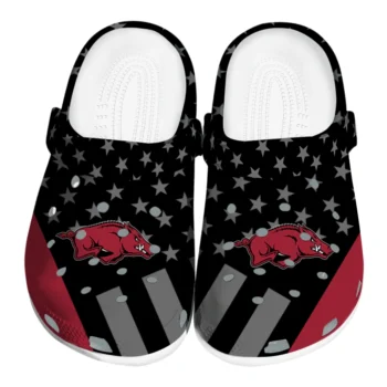 Arkansas Razorbacks Clogs - Stellar Stripes Theme Red Black