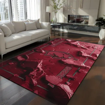 Arkansas Razorbacks Rug - Cracked Surface Design Red