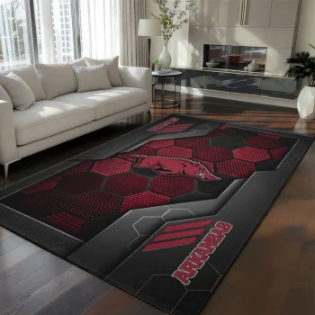 Arkansas Razorbacks Rug - Hexagonal Grid Pattern Red