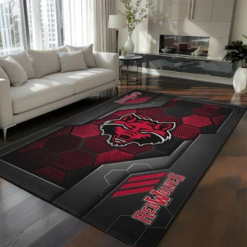 Arkansas State Red Wolves Rug - Hexagonal Grid Pattern Scarlet