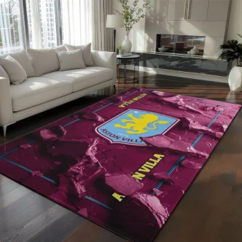 Aston Villa Rug - Cracked Surface Design Claret