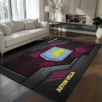 Aston Villa Rug - Hexagonal Grid Pattern Claret
