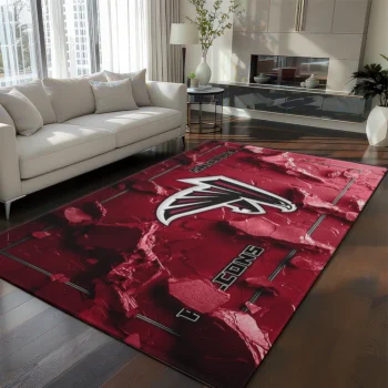 Atlanta Falcons Rug - Cracked Surface Design Red