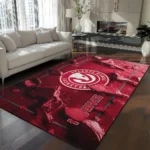 Atlanta Hawks Rug - Cracked Surface Design Red