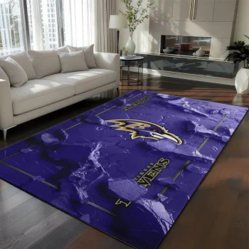 Baltimore Ravens Rug - Cracked Surface Design Purple