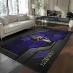 Baltimore Ravens Rug - Hexagonal Grid Pattern Purple