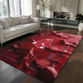 Boston Red Sox Rug - Cracked Surface Design Red