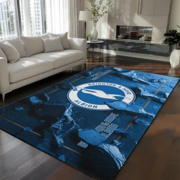 Brighton & Hove Albion Rug - Cracked Surface Design Blue
