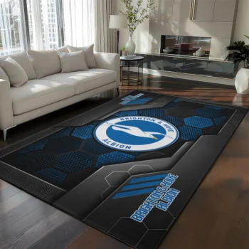 Brighton & Hove Albion Rug - Hexagonal Grid Pattern Blue
