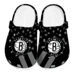 Brooklyn Nets Clogs - Stellar Stripes Theme Black