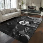 Brooklyn Nets Rug - Cracked Surface Design Black