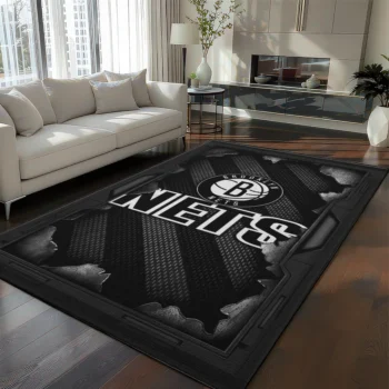 Brooklyn Nets Rug - Torn Mesh Black