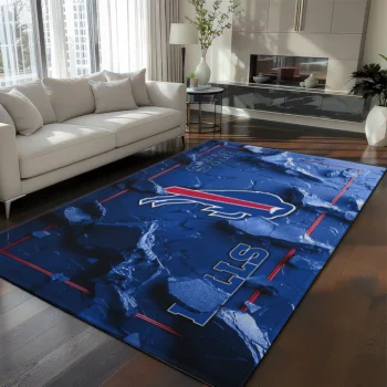 Buffalo Bills Rug - Cracked Surface Design Blue