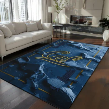 California Golden Bears Rug - Cracked Surface Design Blue