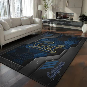 California Golden Bears Rug - Hexagonal Grid Pattern Blue