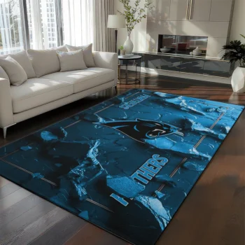 Carolina Panthers Rug - Cracked Surface Design Blue