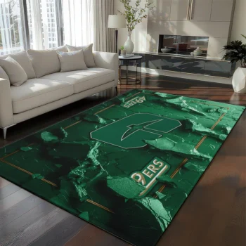 Charlotte 49ers Rug - Cracked Surface Design Green