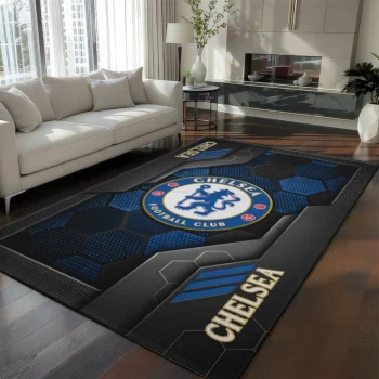 Chelsea Rug - Hexagonal Grid Pattern Royal Blue