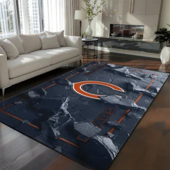 Chicago Bears Rug - Cracked Surface Design Blue