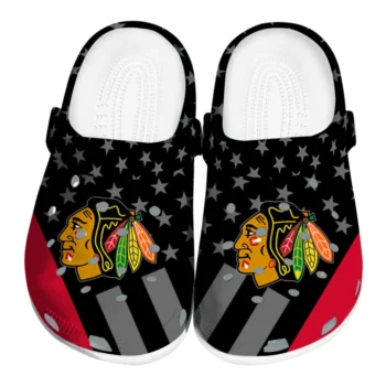 Chicago Blackhawks Clogs - Stellar Stripes Theme Red Black