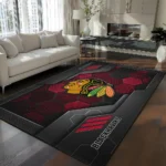Chicago Blackhawks Rug - Hexagonal Grid Pattern Red