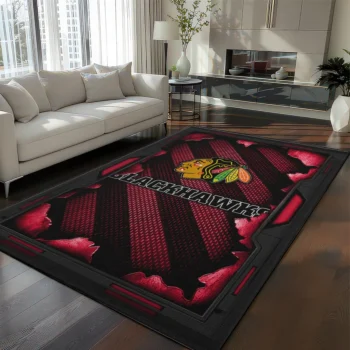 Chicago Blackhawks Rug - Torn Mesh Red
