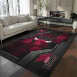 Chicago Bulls Rug - Hexagonal Grid Pattern Red