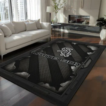Chicago White Sox Rug - Torn Mesh Black