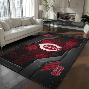 Cincinnati Reds Rug - Hexagonal Grid Pattern Red
