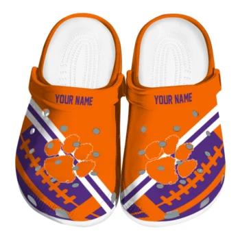 Clemson Tigers Clogs - Custom Football Motif Orange
