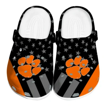 Clemson Tigers Clogs - Stellar Stripes Theme Orange Black