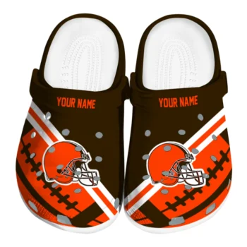 Cleveland Browns Clogs - Custom Football Motif Brown