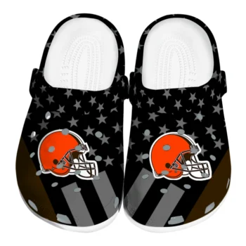 Cleveland Browns Clogs - Stellar Stripes Theme Brown Black