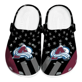 Colorado Avalanche Clogs - Stellar Stripes Theme Burgundy Black