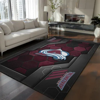 Colorado Avalanche Rug - Hexagonal Grid Pattern Burgundy