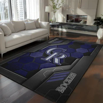Colorado Rockies Rug - Hexagonal Grid Pattern Blue