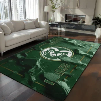 Colorado State Rams Rug - Cracked Surface Design Green